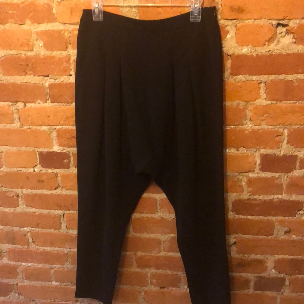 Black parachute style dress pants.